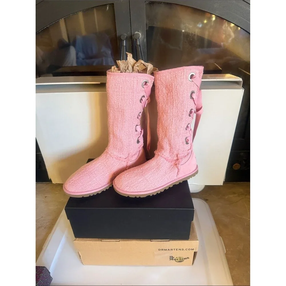 UGG Pink Heirloom Lace Up Tall Winter Boots Size 6